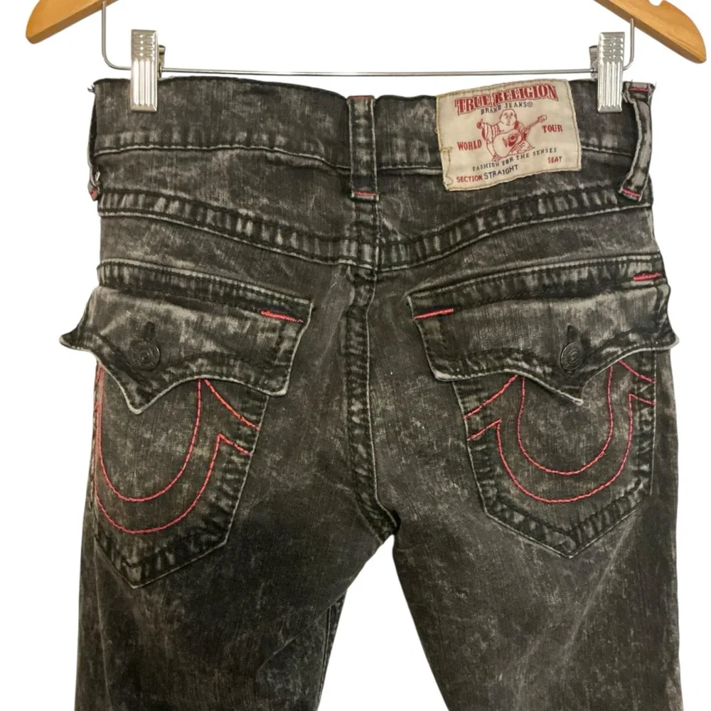 True Religion Men's Black‎ Acid-Wash Slim Straight Jeans size 30X31